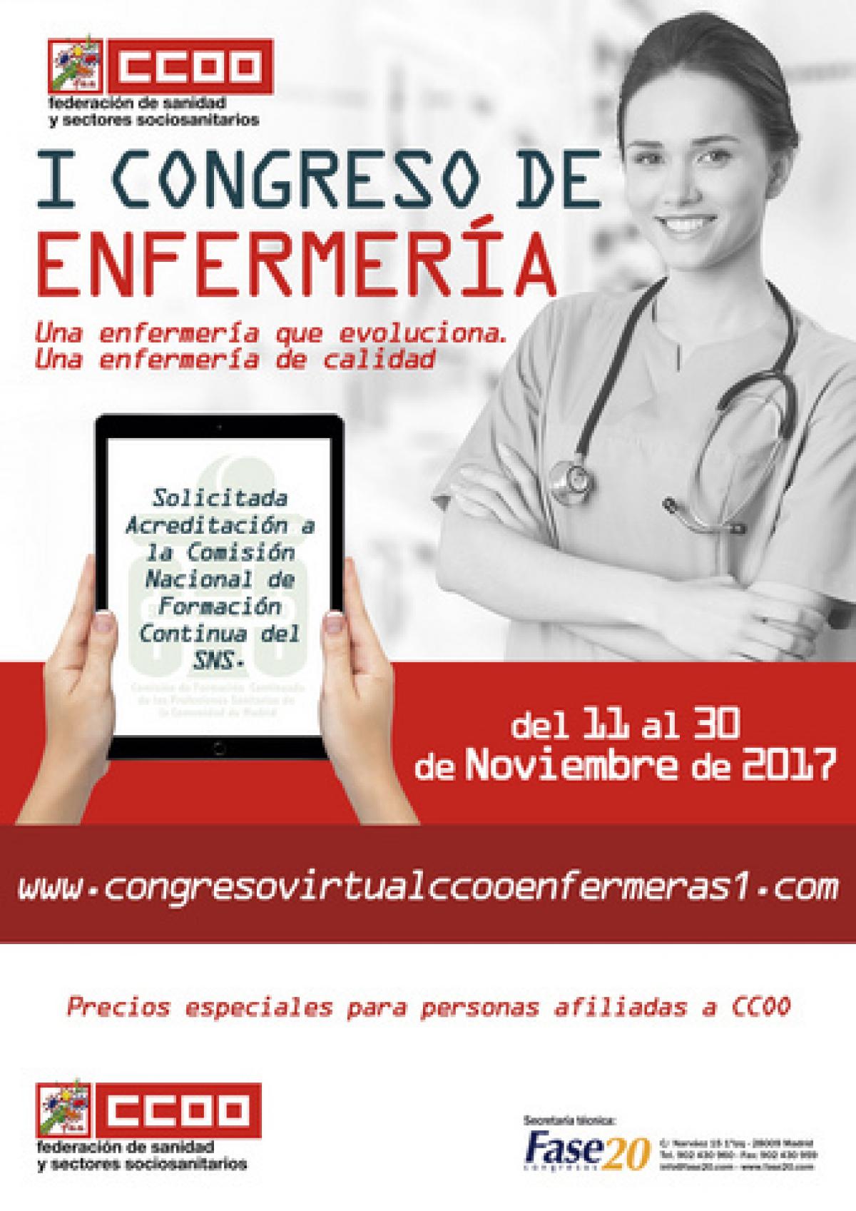 Cartel del I Congreso virtual de Enfermera.