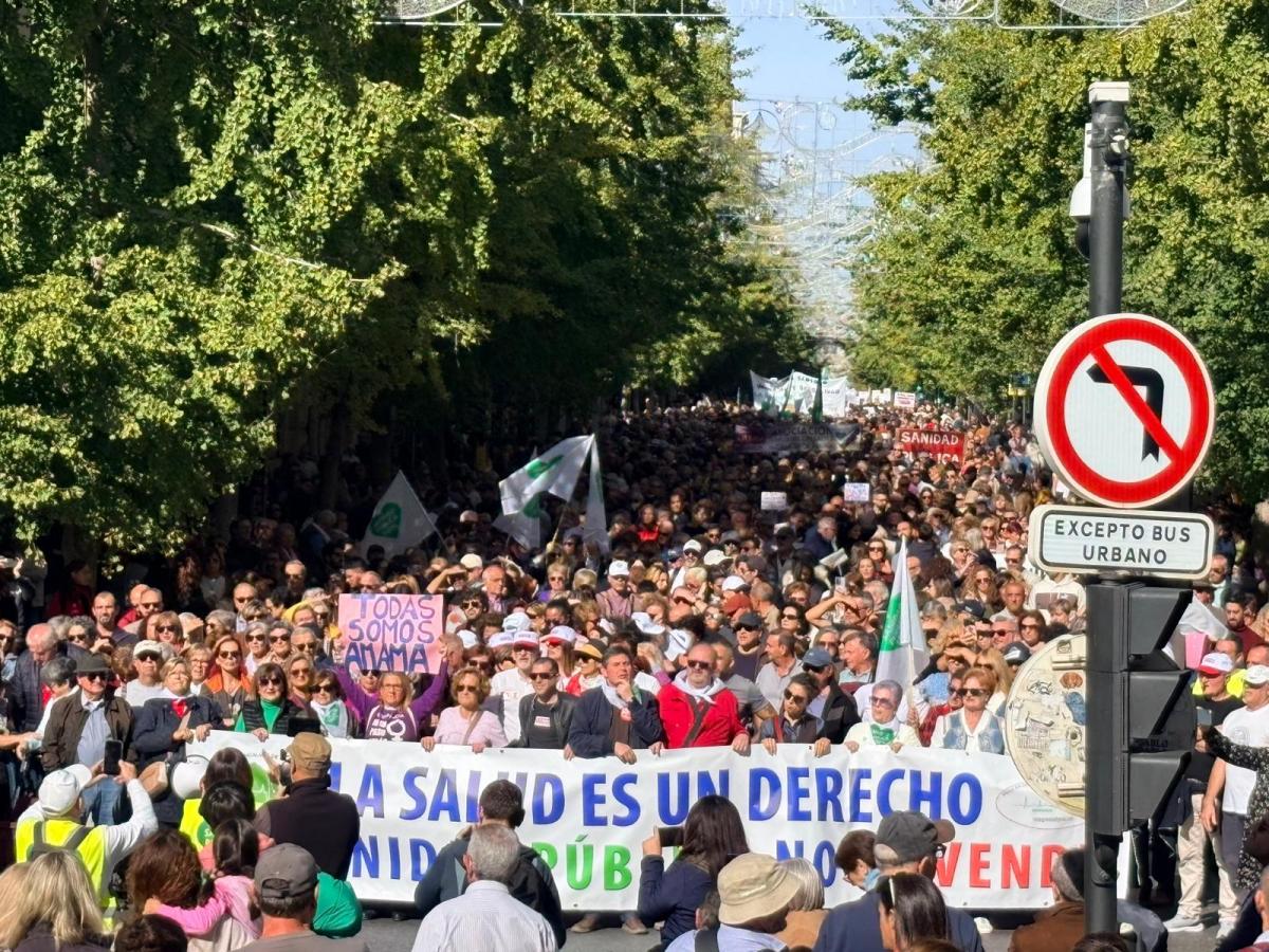 La Gran Vía de Granada repleta de manifestantes