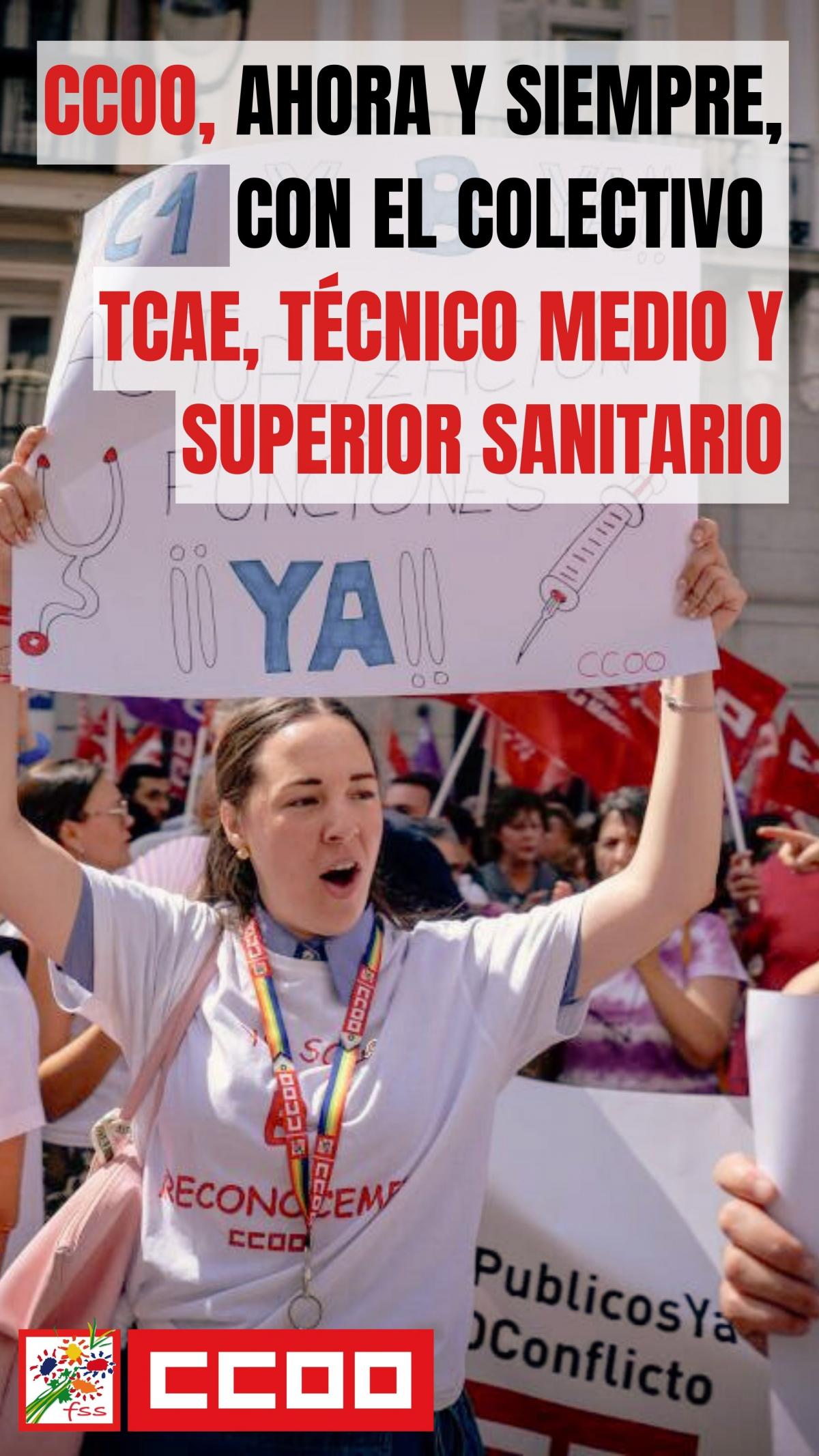 CCOO, ahora y siempre, con el colectivo de TCAE/Técnico Medio Sanitario y Técnico Superior Sanitario