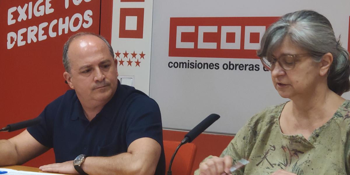 Paloma López, secretaria general de CCOO Madrid y Mariano Martín-Maestro, secretario general de CCOO Sanidad Madrid