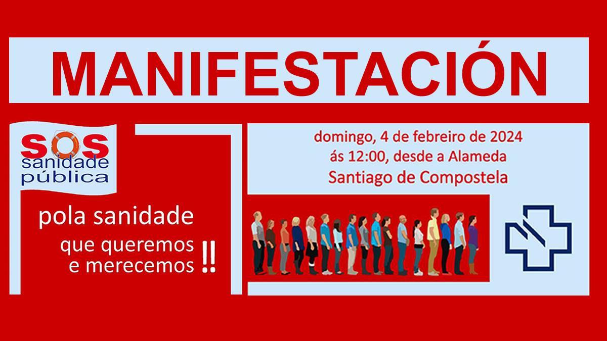 SOS Sanidade convoca manifestación para o 4 de febreiro, ás 12 h, en Santiago de Compostela