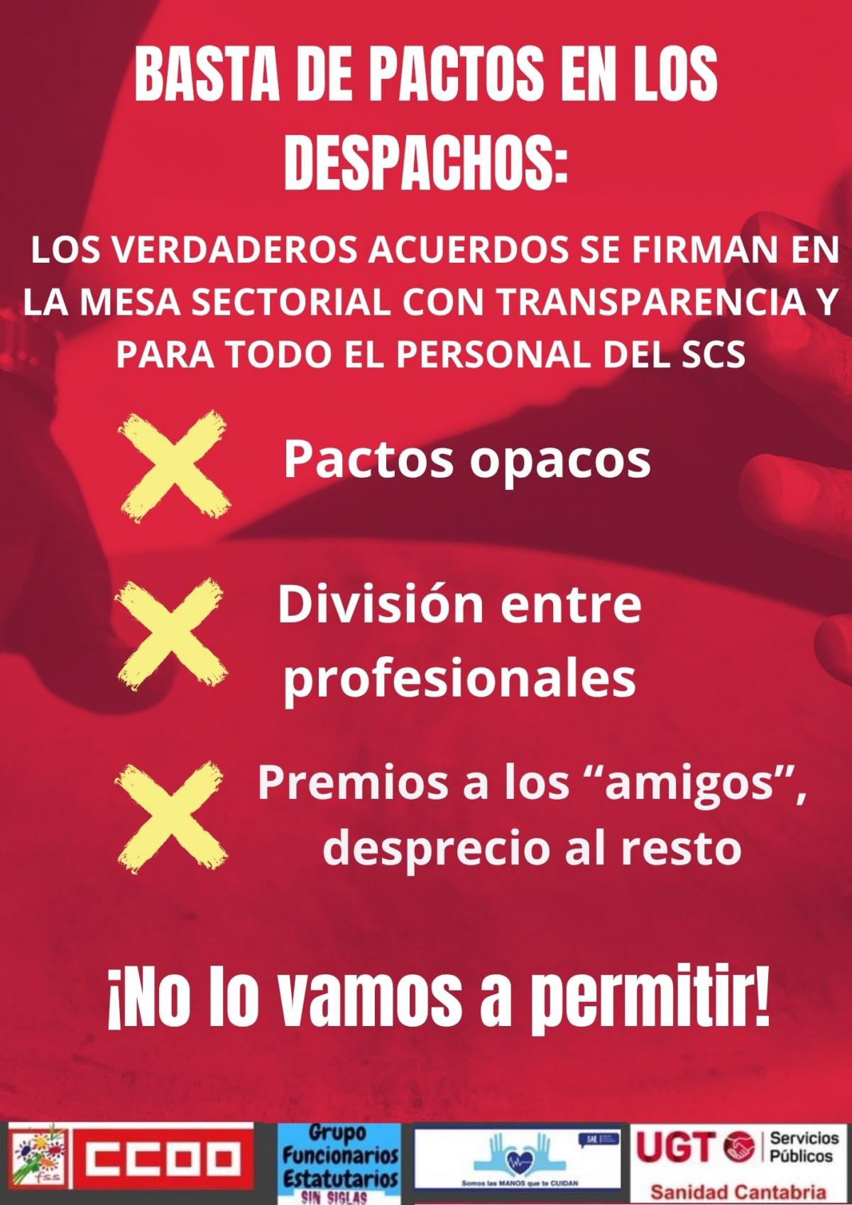 BASTA DE PACTOS EN LOS DESPACHOS