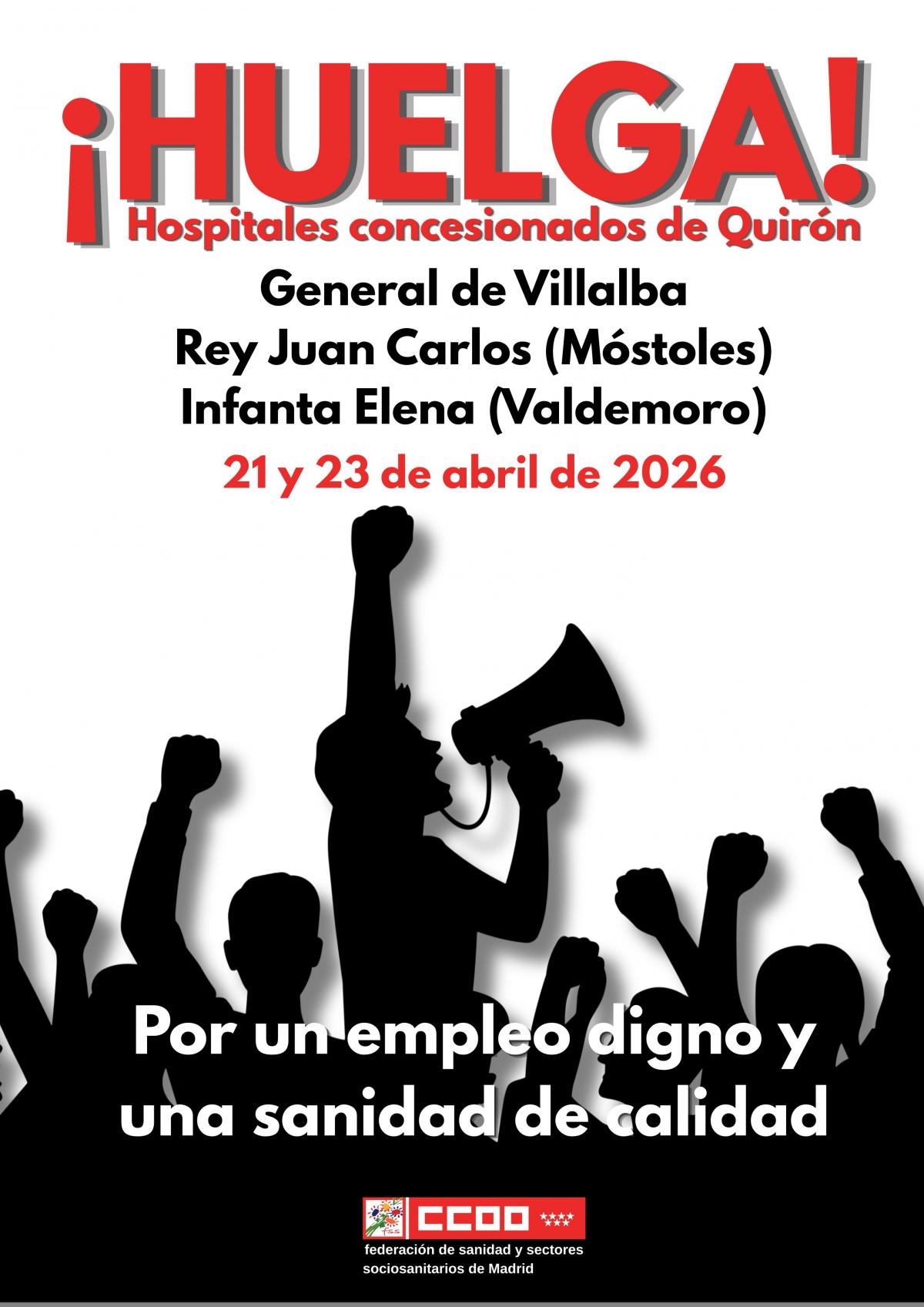 Cartel huelga hospitales concesionados