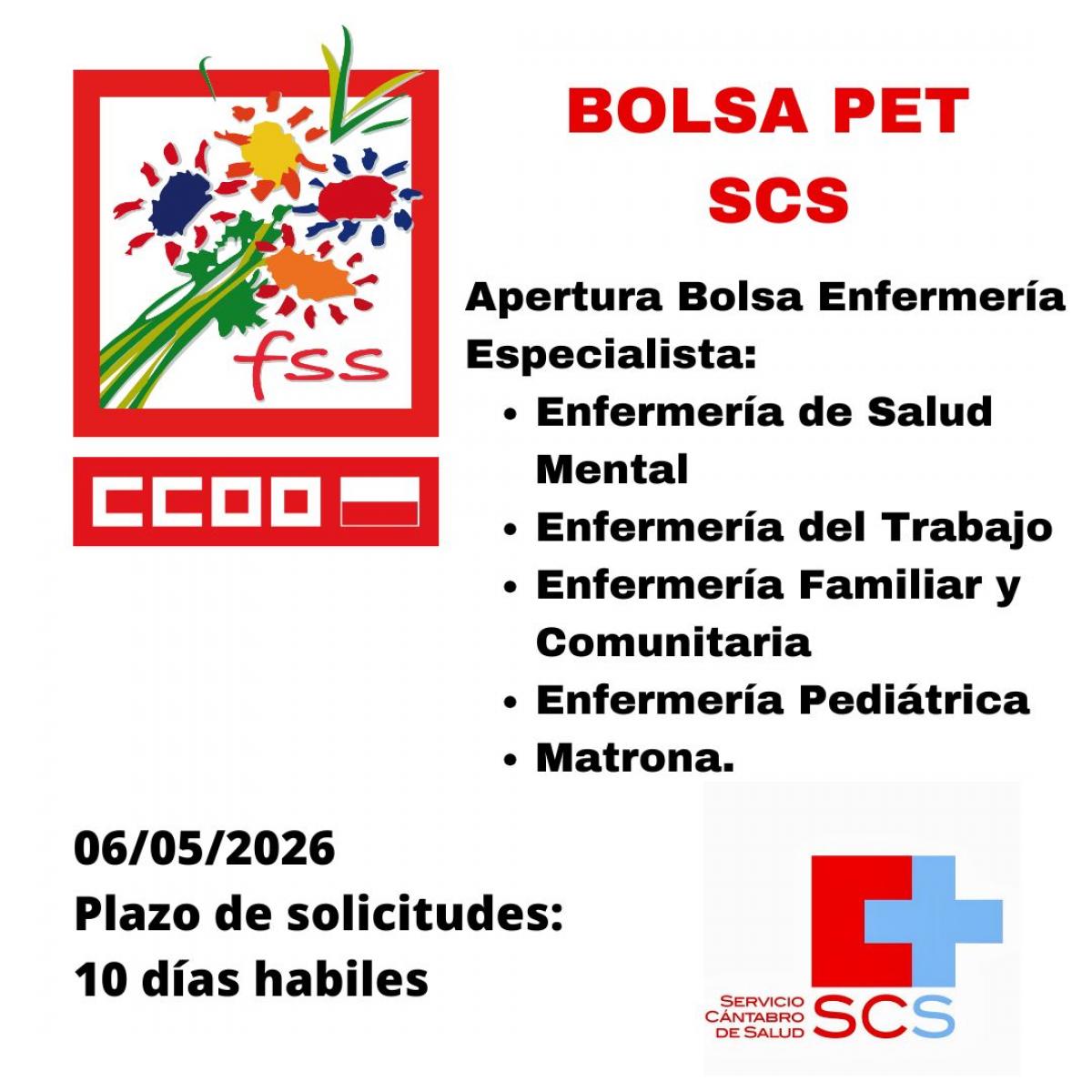 Bolsa PET Enfermería Especialista