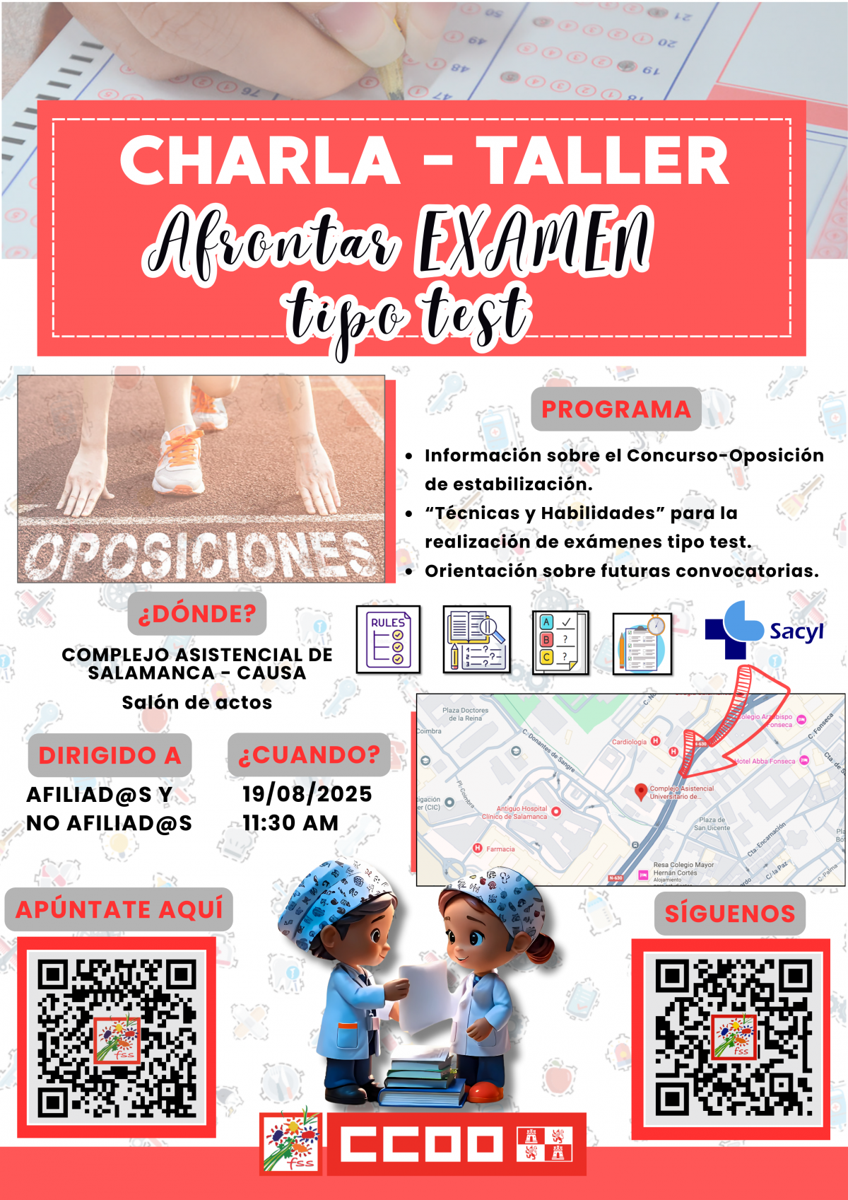 SALAMANCA Cartel de taller de tcnicas y habilidades exmenes tipo test