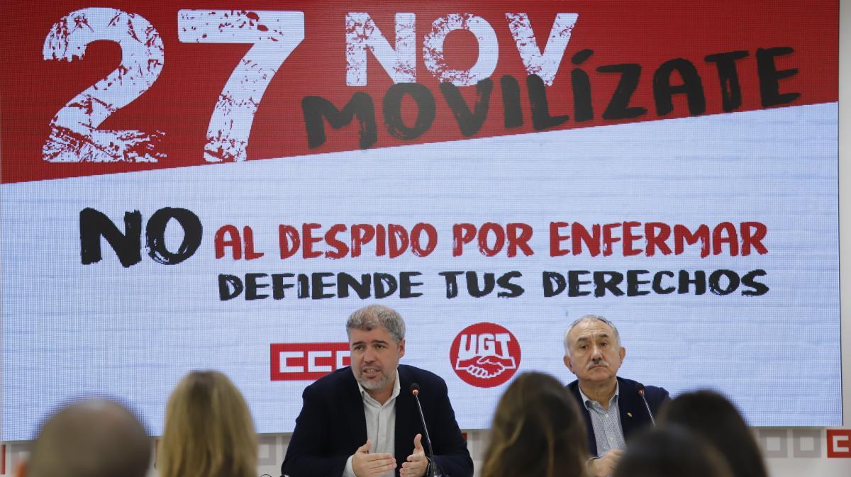 Unai Sordo y Pepe Álvarez en la rueda de prensa.