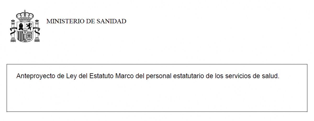Anteproyecto de Ley del Estatuto Marco del personal estatutario de los servicios de salud