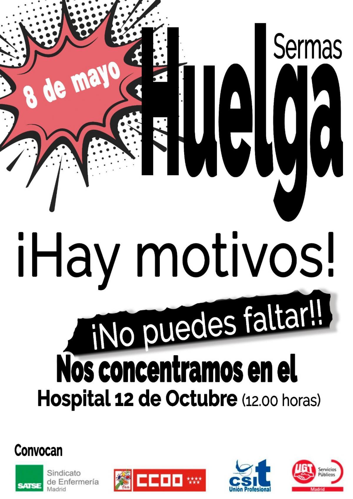 Cartel Huelga 8 de mayo Sanidad Pública madrileña