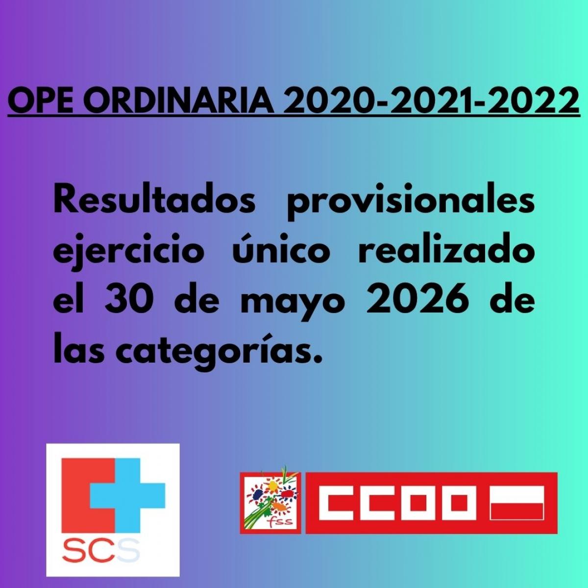 OPE Resultados provisionales 30 de mayo 2026