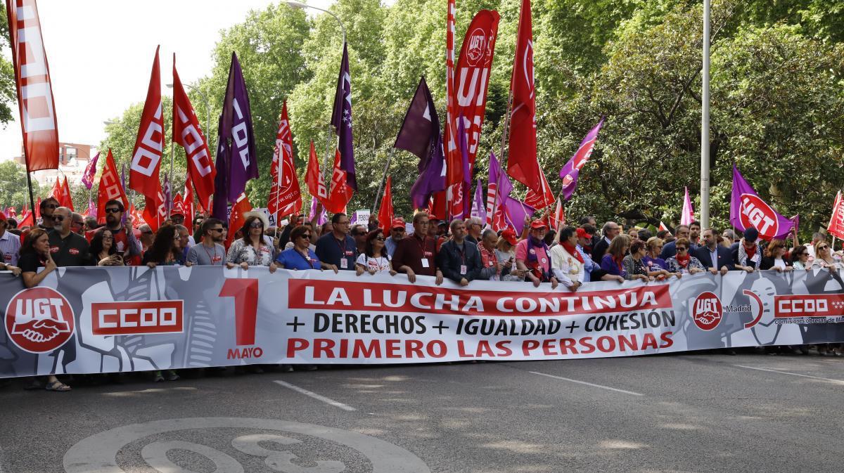 Cabecera de la manifestación celebrada en Madrid.