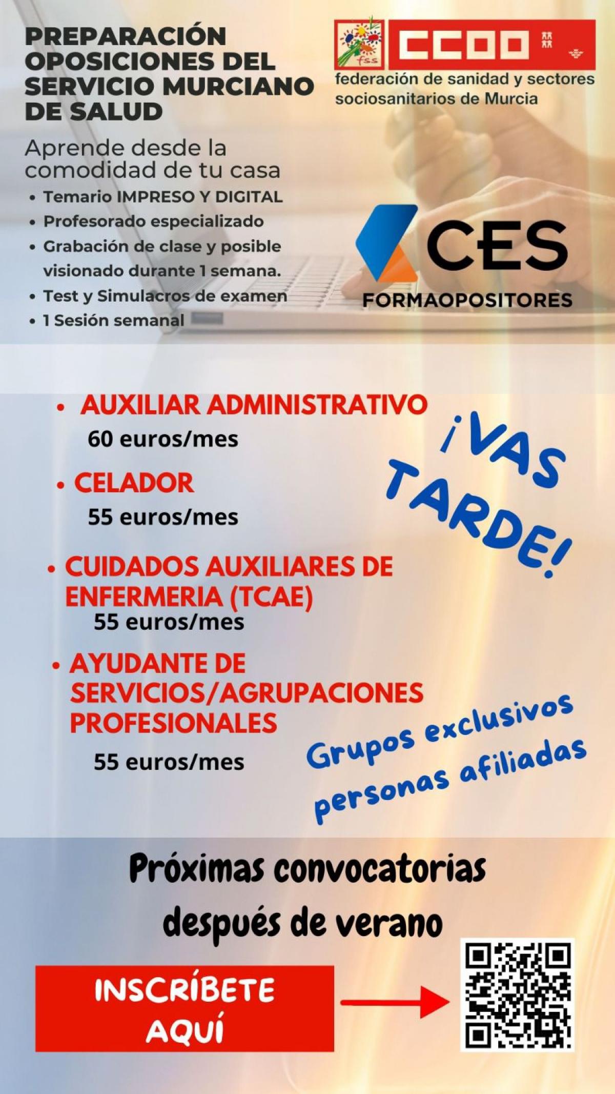 Cartel preparación oposiciones SMS con CES Formaopositores