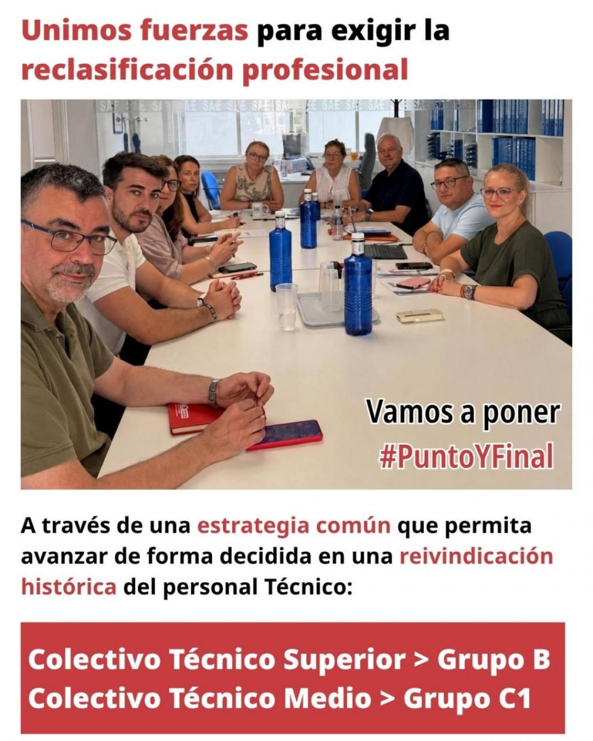 Las organizaciones representativas del Personal Técnico unen fuerzas para exigir la reclasificación profesional