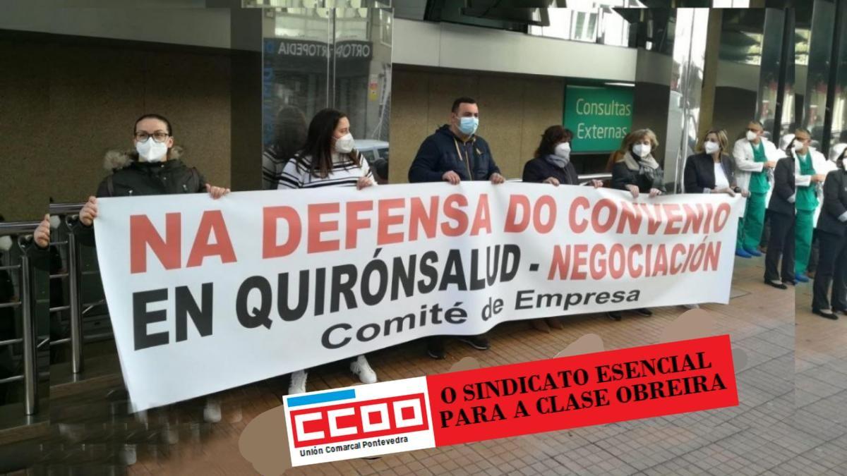concentración no Hospital Quirónsalud Pontevedra
