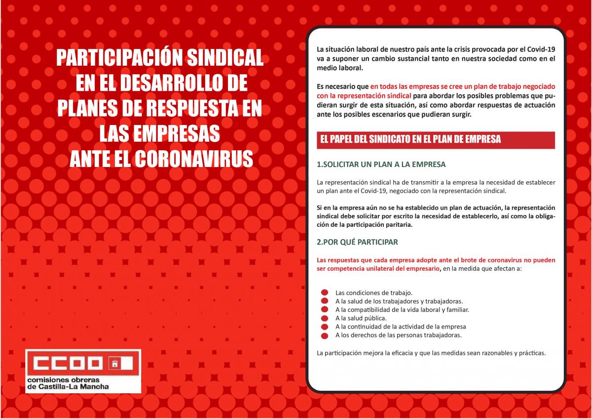 Orientaciones participación sindicales en planes de respuesta ante el Covid-19