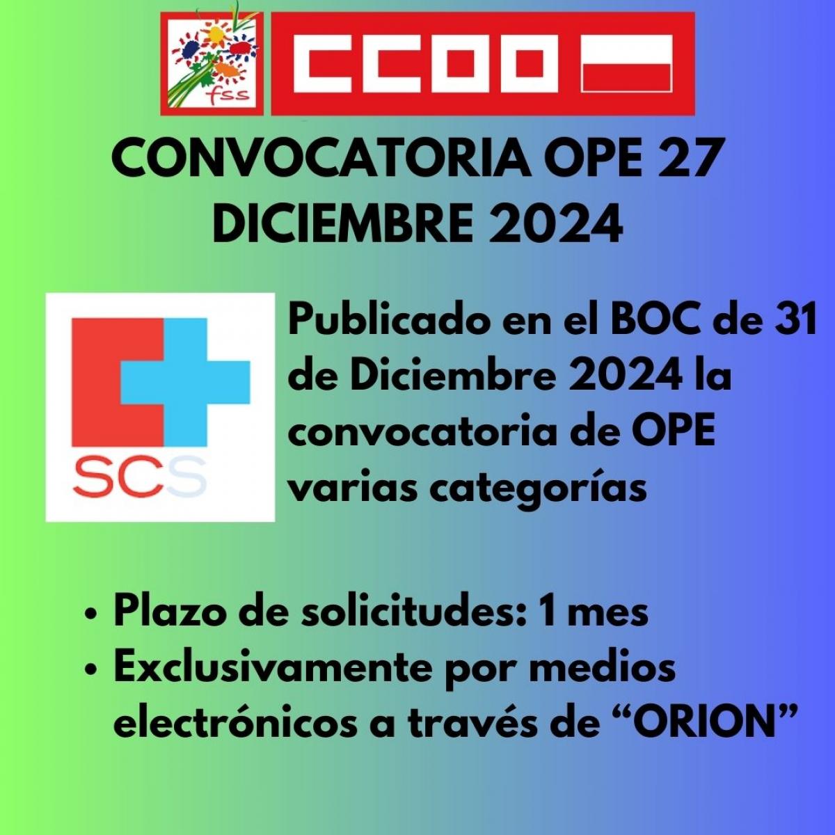 CONVOCATORIA OPE 27 DICIEMRBRE 2024