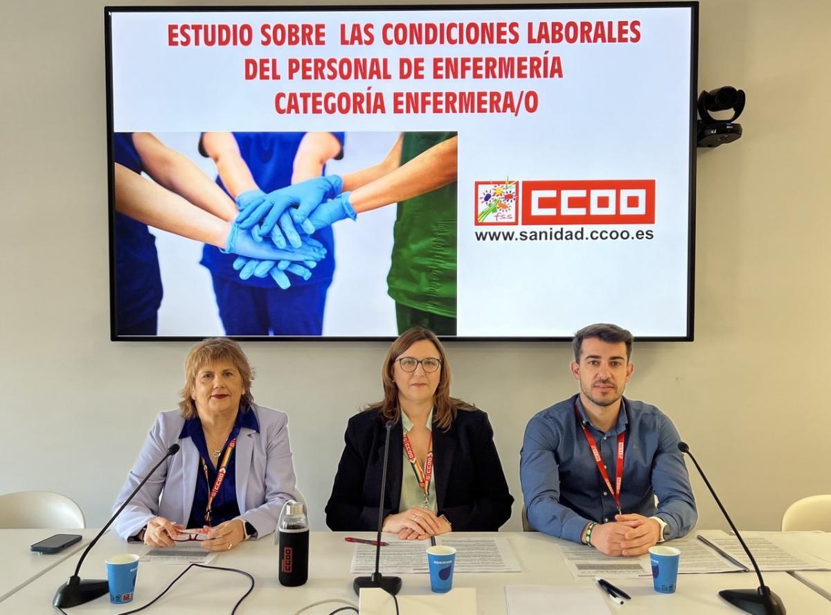 (de izq a derecha) Emilia Lamas, Organizacin FSS-CCOO; Lucia Garcia, responsable Polticas Transversales FSS-CCOO y lvaro Snchez, Accin Sindical FSS-CCOO.