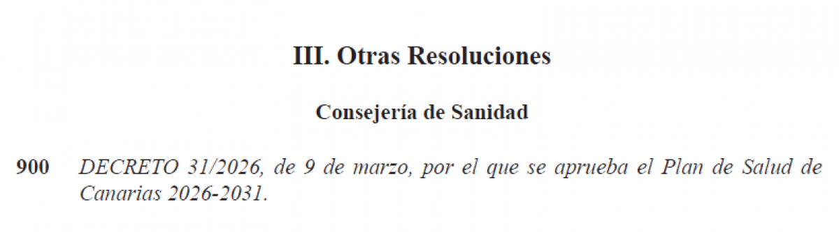 Plan de Salu de Canarias BOC