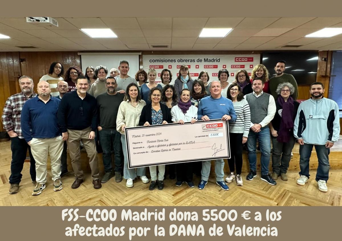 Foto del cheque simblico con la cantidad de 5500 euros que se entrega a Horta Sud.