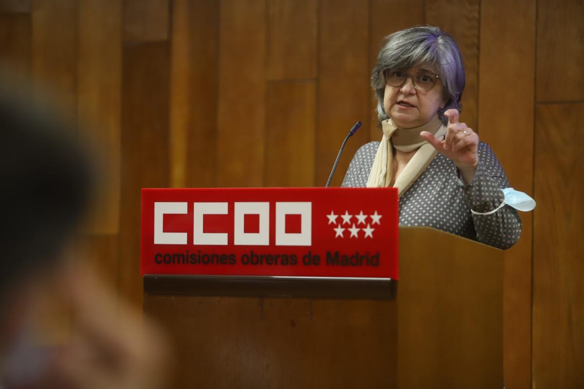 Paloma López, secretaria general de CCOO Madrid durante la inauguración de la jornada
