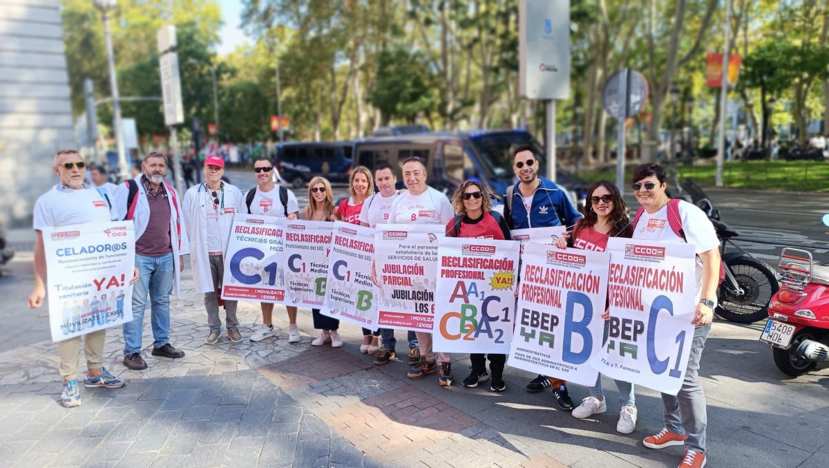 Los delegados y delegadas del Sindicato de Sanidad y Sectores Sociosanitarios de CCOO de Cördoba han participado en la concentración ante el Ministerio de Sanidad.