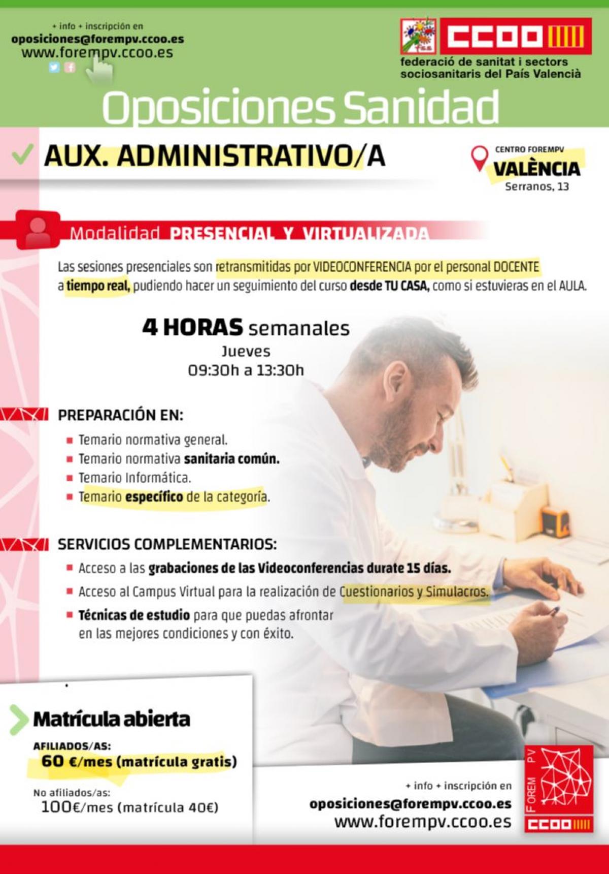 Preparación oposiciones auxiliar administrativo/a