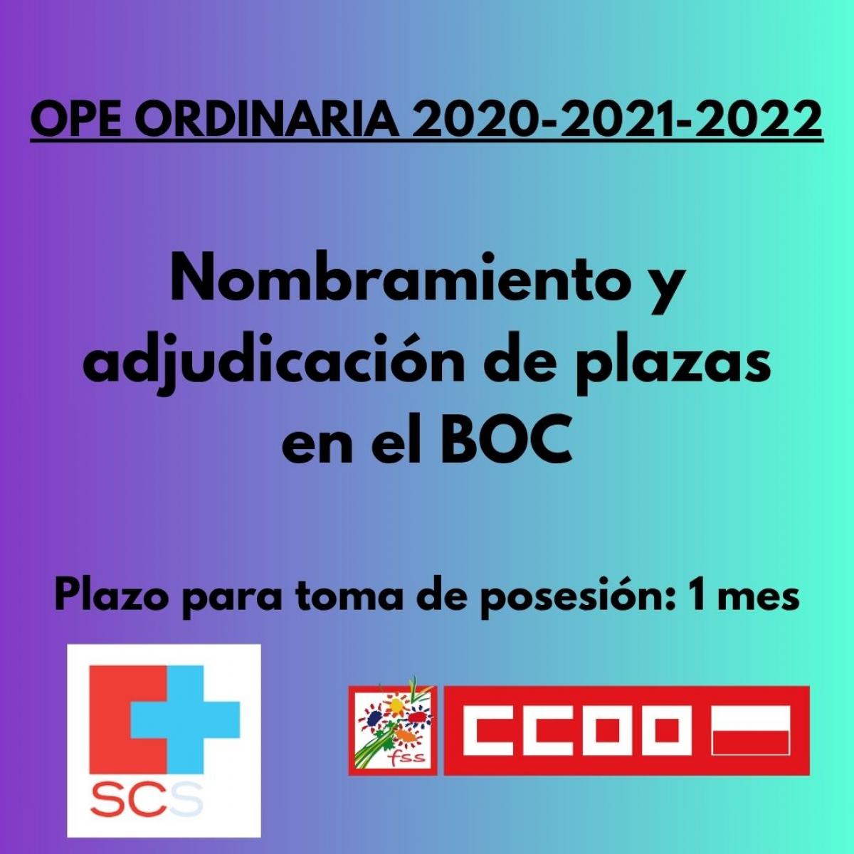 NOMBRAMIENTO Y ADJUDICACIÓN DE PLAZAS EN EL BOC