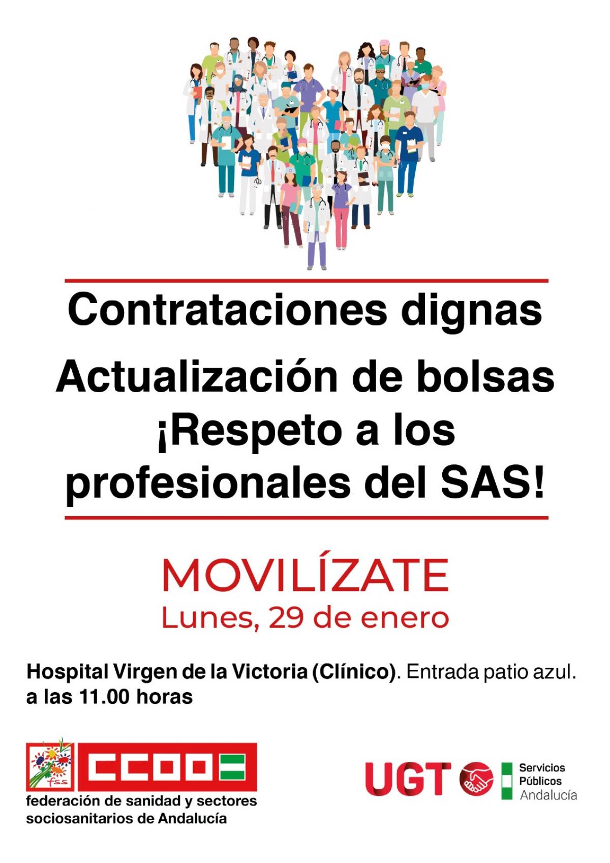 Anuncio concentración lunes, 29 de enero, 11 horas, Hospital Virgen de la Victoria