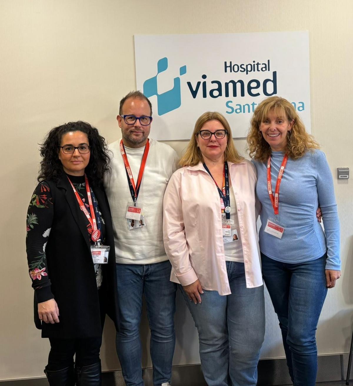 Representantes de CCOO Sanidad Madrid en Viamed y de la Secretara de Igualdad en la firma del Plan de Igualdad