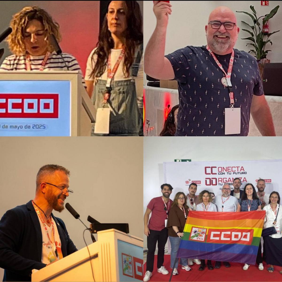 Lectura de resoluciones y foto del grupo LGTBIQA+ de la FSS-CCOO