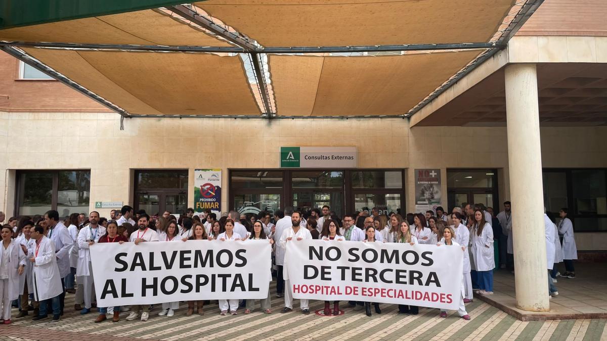 Concentracin a las puertas del Hospital de Poniente