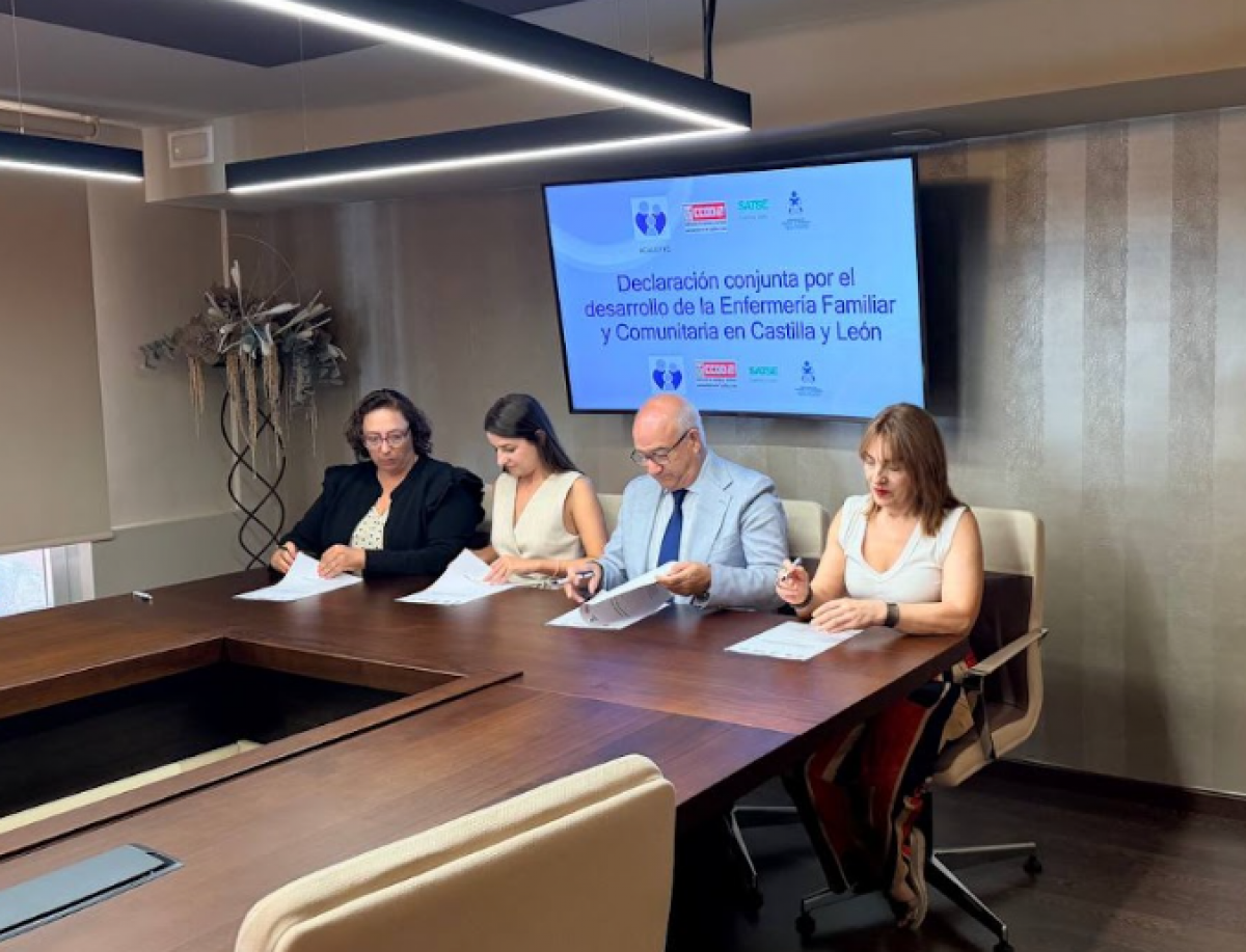 DE IZQDA A DRCHA Mercedes Gago SATSE CyL, Sofia Angulo, ACALEFYL ,Enrique Ruiz, Consejo Enfermería CyL y Ana Rosa Arribas, FSS-CCOO CyL