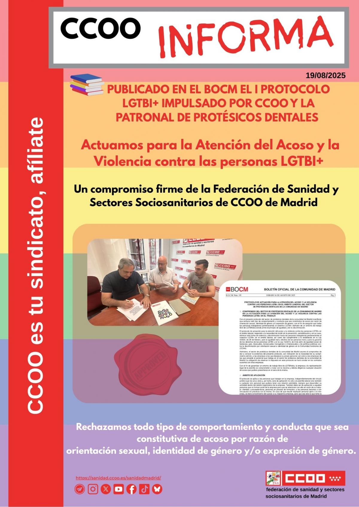 Publicado en el BOCM el I Protocolo LGTBI+